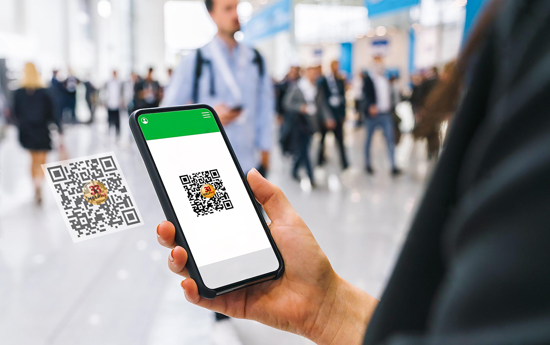 Scanning 33HelpME QR Alert requesting immediate help